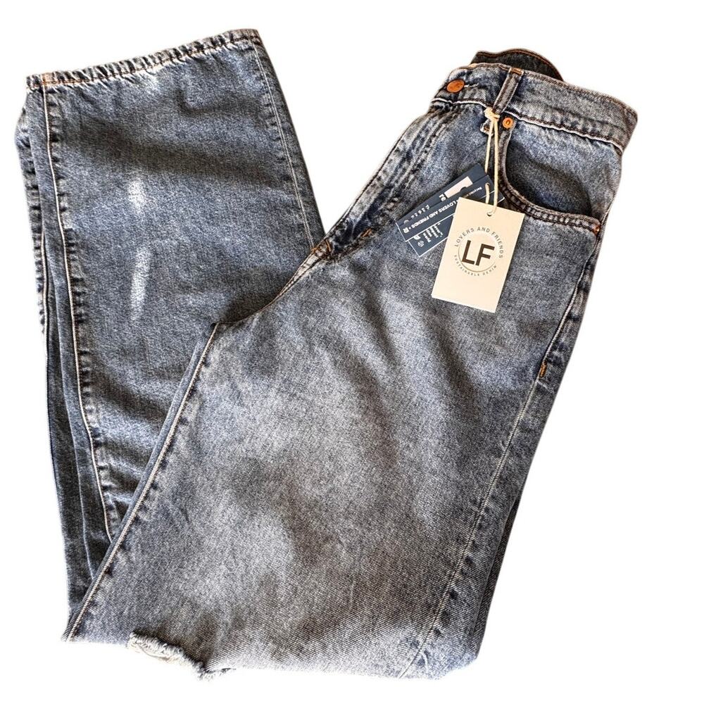 New Revolve Lovers + Friends Lennon Blue Ultra High Rise Wide Leg Jeans Size 28 - Picture 3 of 8